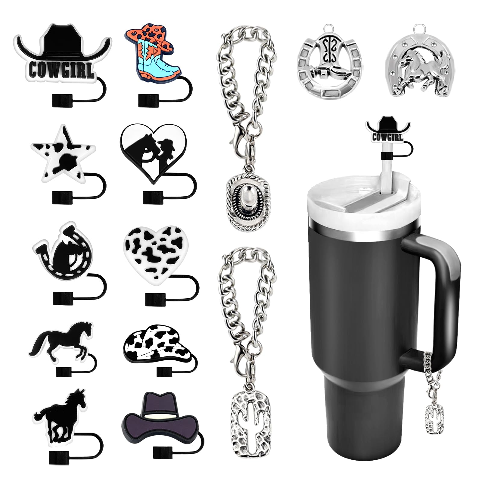 Cappellino in paglia per cappello da cowboy per Stanley Cup 30 1134 g, in silicone, accessorio protettivo per cappello da cowgirl, accessori per bicchiere, riutilizzabili, antipolvere (4 pezzi, D