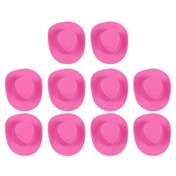 10Pcs Cowboy Hat Western Cute Doll Party Accessories for Pretend Play Dollhouse Decoration Bottle Covers, 5.4x4.6 cm, Pink