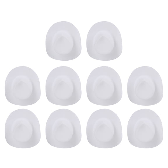10Pcs Cowboy Hat Western Cute Doll Party Accessories for Pretend Play Dollhouse Decoration Bottle Covers, 5.4x4.6 cm, White