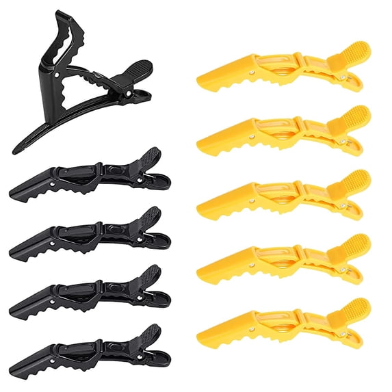 10Pcs Crocodile Hair Clips,Styling Hair Clips with Nonslip Grip for Salon Home Use Thick Thin Hair(5 Black,5 Yellow)