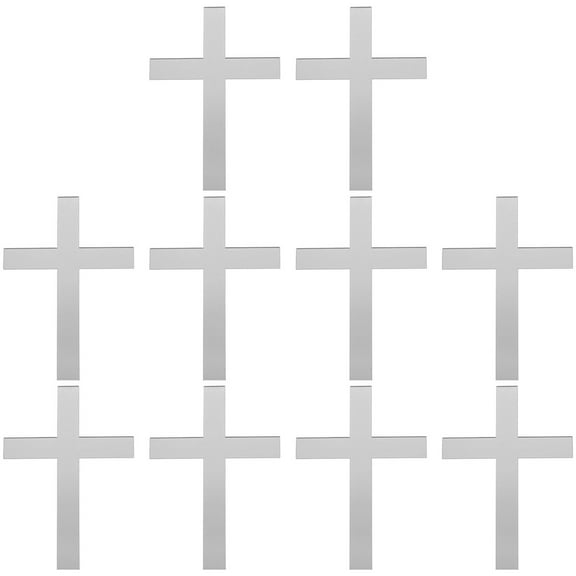 HOMEMAXS Acrylic Cross Cupcake Toppers for Birthday Party Decorations Silver Color 10 Pieces