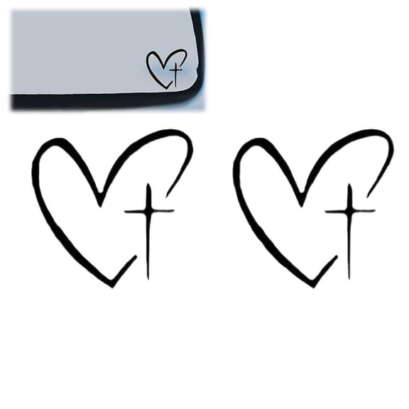 10Pcs Cross Heart Car Rearview Mirror Sticker Decal, Cross Mirror Stickers,Decorative Heart Shape Self Adhesive Car Rearview MirrorDecal,Waterproof Vinyl Automotive Window Sticker for SUV,Truck