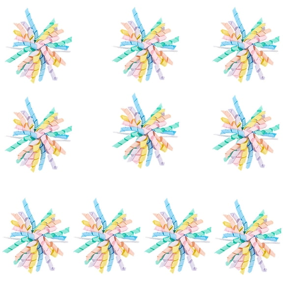 10Pcs Curly Ribbon Bows Bulk 10cm Self-Adhesive Gift Bows Wrapping Accessory for Wedding Party Favor Anniversary Birthday Gift Bags