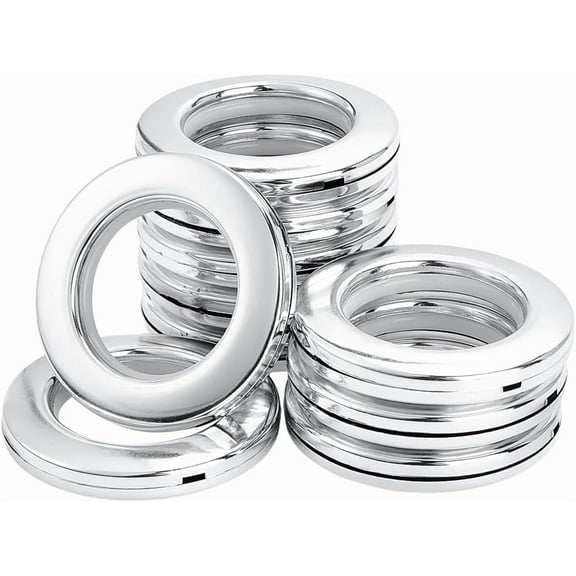 10Pcs Curtain Grommets 1-5/8" (41.5mm) Inner Diameter Plastic Curtain Rings Roman Blind Curtain Rings Shower Curtain Hooks Rings for Window Shower Curtain Silver
