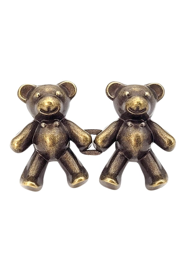 10Pcs Cute Bear No Sew Waist Button, RRJ No-Sew Waist Button, Cute Bear Design Adjustable Detachable Jean Button Pin, Metal Waist Tightener For Loose Jeans, No Sewing Required Waistband Clip For