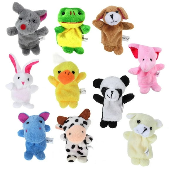 10Pcs Cute Cartoon Small Animals Doll Kids Glove Hand Puppet Plush Finger Toys, 10Pc Plush Finger Puppets For Children, Educational Storytelling Toys, Soft Stuffed Animal Hand