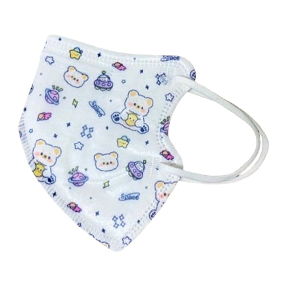 10Pcs Cute Print Disposable Face Masks 3-Ply Breathable Filter Comfortable Earloop Masks for Daily Use(White-14.5x9cm)