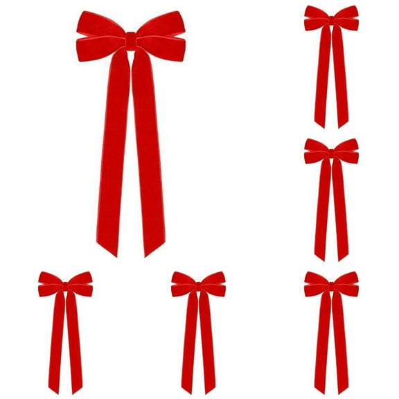 10Pcs Cyenie Velvet Bow Decoration, Christmas Red *10 Ribbon Bows for Christmas Tree Rustic Small Craft Bows Ornaments for Garland Wreath Wrapping Candy Bags Diy Decorations