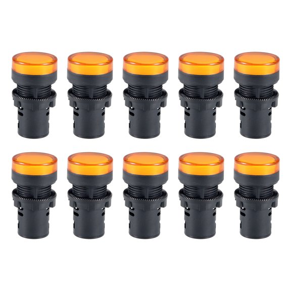 10Pcs /DC 12V Indicator Lights, Yellow , Flush Panel Mount 7/8" 22mm