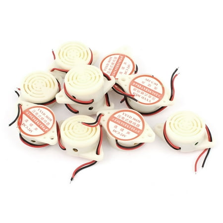 10Pcs DC 3V-24V 2-Wired Miniature Continuous Sound Electronic Alarm Buzzer Beige