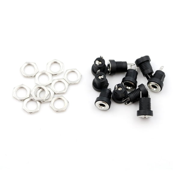 10Pcs DC Power Jack Socket Female Panel Mount Connector 3.5 mm x 1.35mm