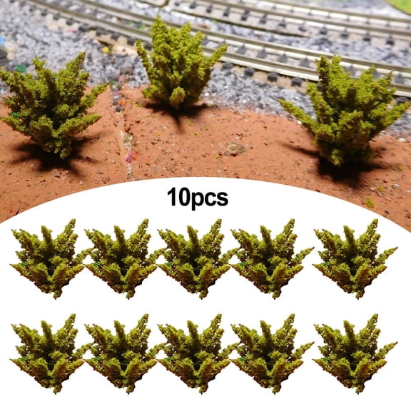 10Pcs Dark Green Bushes Shrubs 3cm Tall Artificial Greenery Outdoor Decor