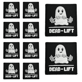 10Pcs Dead-Lift Ghost Gym Fitness Embroidered Patch with Hook and Loop Backing, Funny Motivational Workout Weightlifting Applique Badge for Vests, Jackets, Backpacks, and Clothing