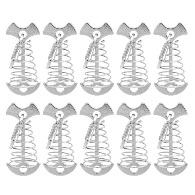 Fishbone Spring Pegs 10Pcs Deck Planks Board Tent Stakes Windproof Spring Anchors Fishbone ...