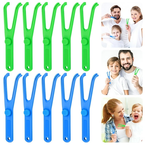 10Pcs Dental Floss Holder Y Shape Plastic Dental Floss Rack Reusable Floss Pick Holder Teeth Cleaning Tool