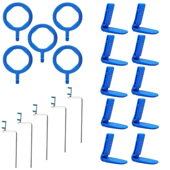 FOUR E's Scientific 10Pcs Dental X-Ray Film Holder, Bite Block with 5Pcs Arms + 5Pcs Rings Set, Blue