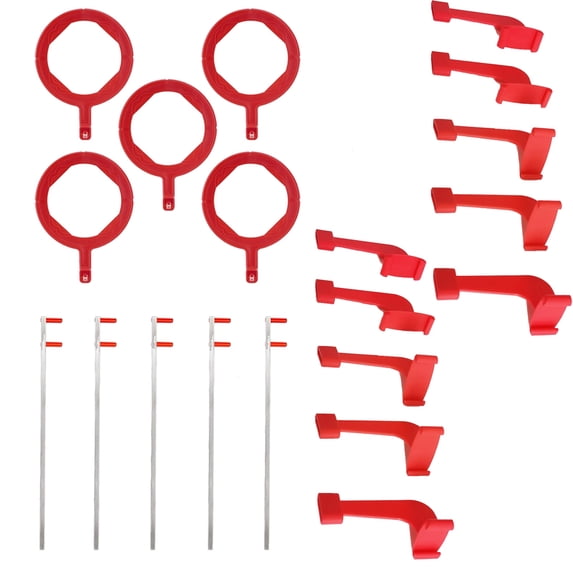 FOUR E's Scientific 10Pcs Dental X-Ray Film Holder, Bite Block with 5Pcs Arms + 5Pcs Rings Set, Red