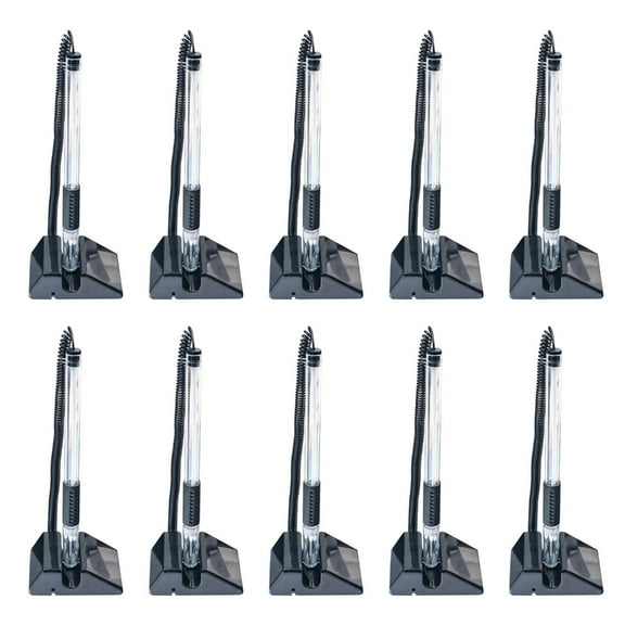 10Pcs Desktop Counter Pen Security Gel Inks Pen Black Netural Pen with Adhesive-backed Base for Banks Office Hotel Use