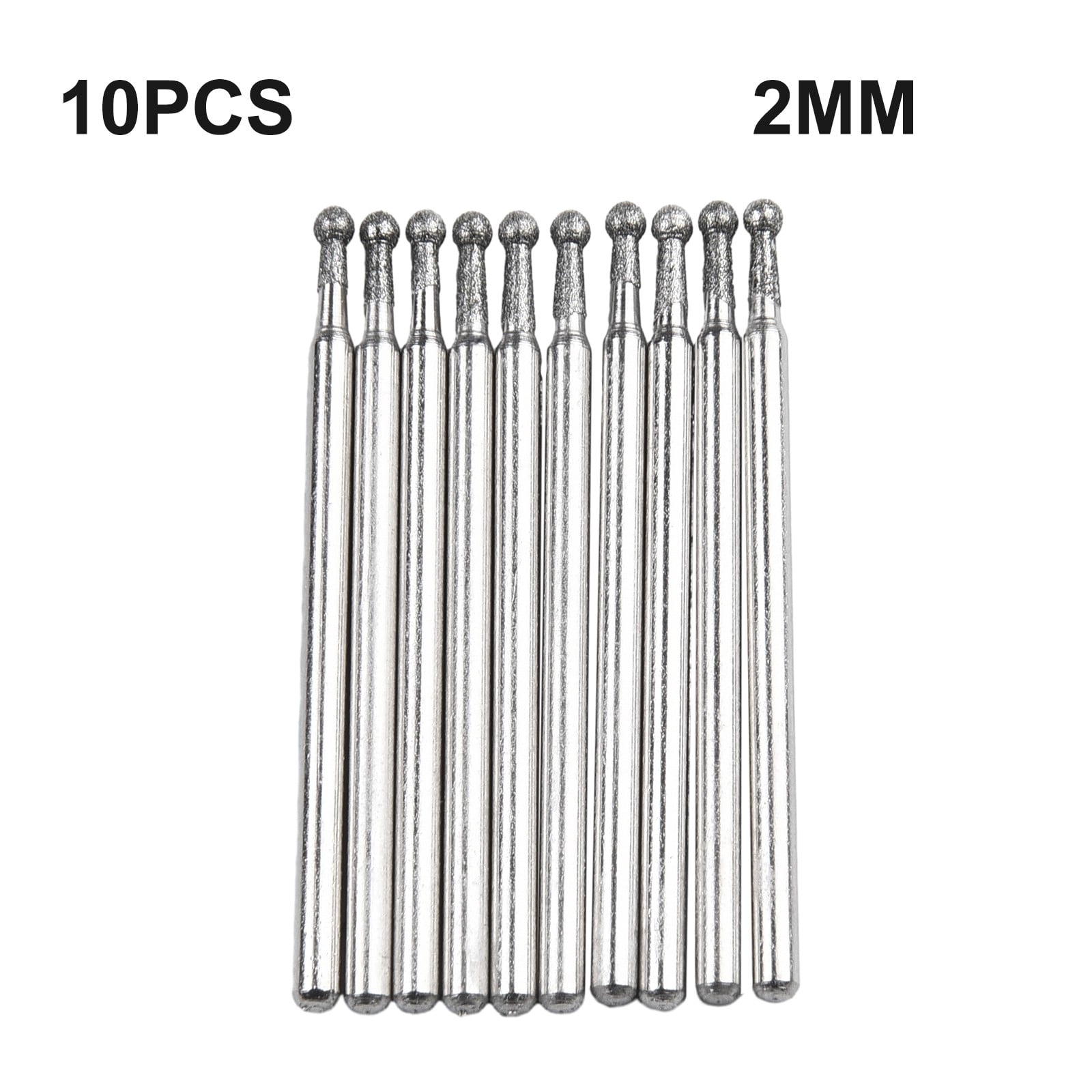 JINGLING 10-Pack 8mm Diamond Coated Spherical Grinding Bits - 5/16" Ball Head Mounted Points For Rotary Tools