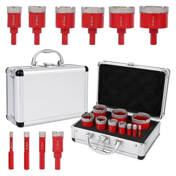 10Pcs Diamond Hole Saw Kit (6-50mm) for Tile & Concrete - Brazed Drill Bits for Angle Grinder, Drill Machine - Porcelain Tile Hole Saw Set