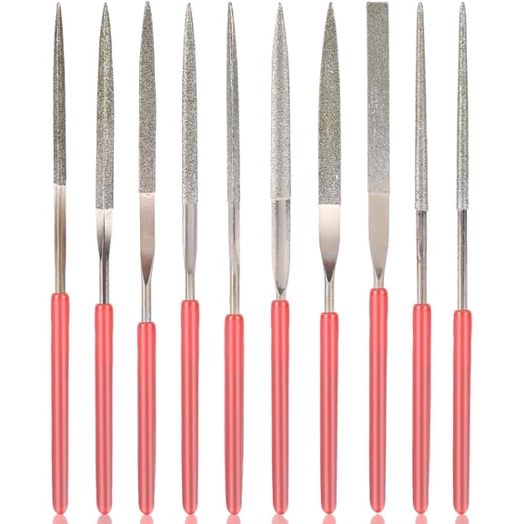 10Pcs Diamond Needle File Set, Model Files Mini Metal File Diamond File Set, Metal File Set Hand Tools, Miniature and Model Files, Small File Jewelry Stone Carving Tools(2x100mm)