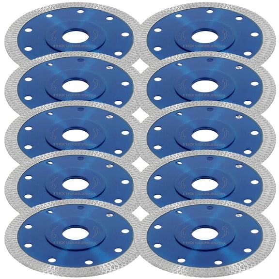 10Pcs Diamond Saw Blade 4.5 Inch Precise Cut Angle Grinder Diamond Blade Heat Resistant Dry Cutting Saw Blade Ultra Thin Round Ceramic Tile Saw Blade for Cutting Glass Jade Crystal Ceramic