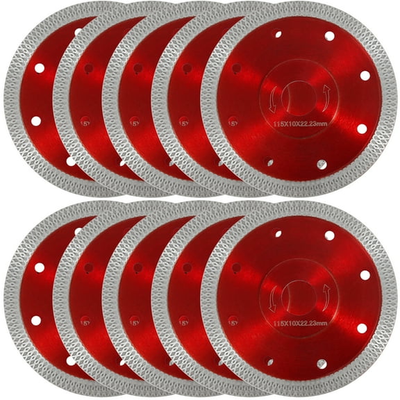 10Pcs Diamond Saw Blade for Angle Grinder 4.5inch Ultra Thin Tile Saw Blade Efficient Diamond Cutting Wheel Porcelain Tile Cutting Disc for Smooth Cutting Ceramic Tile Glass Jade