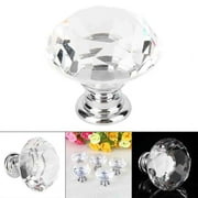10Pcs Diamond Shape Crystal Glass Cabinet Knob 30mm Drawer Dresser Knobs Cupboard Handles SetClear