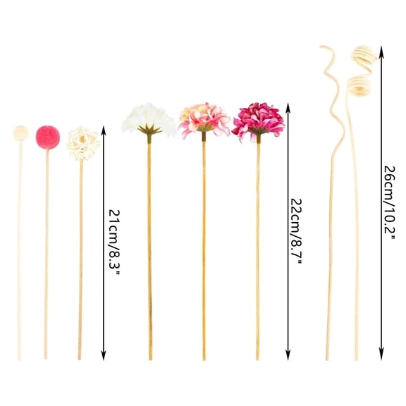 10Pcs Diffuser Sticks Natural Rattan Flower Reed Fragrance Diffuser Set Essential Oil Replacement Rattan Aroma Sticks for Office Home Spa Yoga Room Decor.