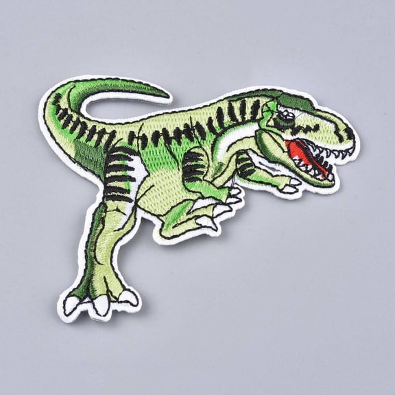 10Pcs Dinosaur Computerized Embroidery Iron-on/Sew-on Patches,Green and Yellow Appliques for Costumes,Jackets,Bags,DIY Crafts (80x96x2mm)