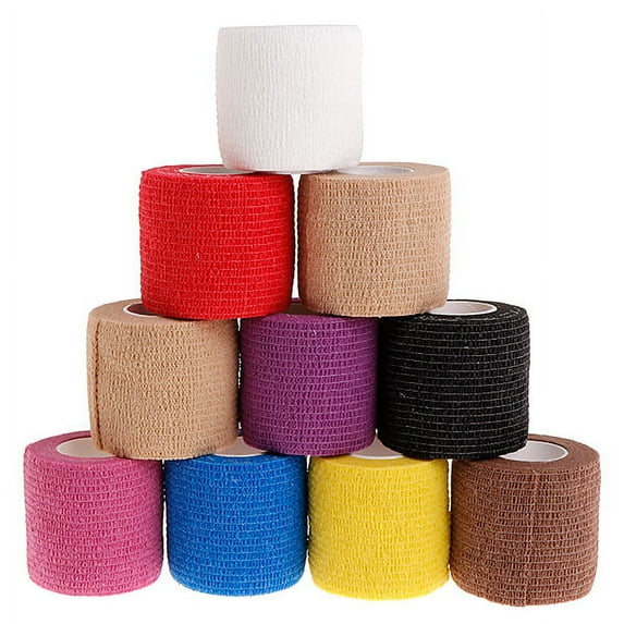 10Pcs Disposable Adhesive Tattoo Machine Tape Wrap Self-Adhesive Bandage Rolls Elastic Handle Grip Wrap for Women Men