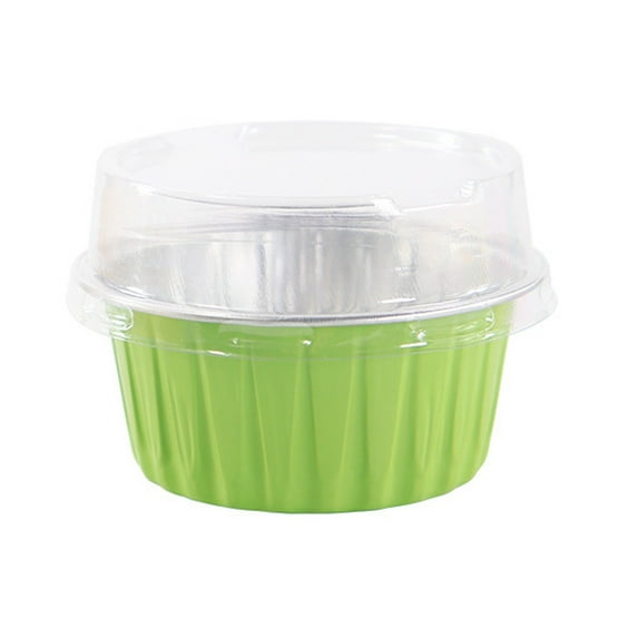 10Pcs Disposable Aluminum Foil Baking Cups With Lids Muffin Cupcake Pie Cream Containers