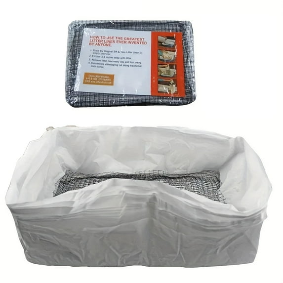 10Pcs Disposable Cat Litter Filter Bag, 18×13.8×6.7 Inch Thickened PE Plastic Litter Box Liner, Tear Resistant Lazy Cleaning Accessory for Indoor Pet Sanitary Care