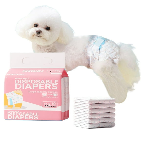 10Pcs Disposable Dog Diapers,Pull Up Stretchy Waist Wraps for Dogs in Heat Period, Strong Absorbency | Leak Proof | Elderly | Doggie Training Incontinence Female XXS