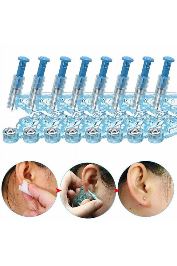 10Pcs Disposable Safety Sterile Ear Piercing Gun Tool with Ear Stud,Anti-Allergy Ear Stud Gun