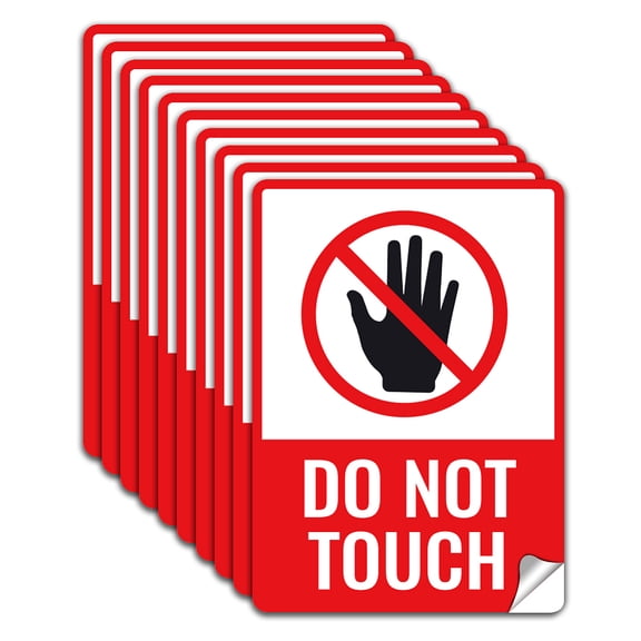 10Pcs Do Not Touch Sign Sticker PVC Waterproof Do Not Use Hand Warning Stickers Decal for Home Business Outdoor Self Adhesive Do Not Touch
