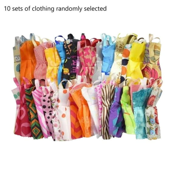 10Pcs Doll Dress Set, Random Mix Color Outfits for 11.5"-12" Dolls, Fashion Doll Clothes