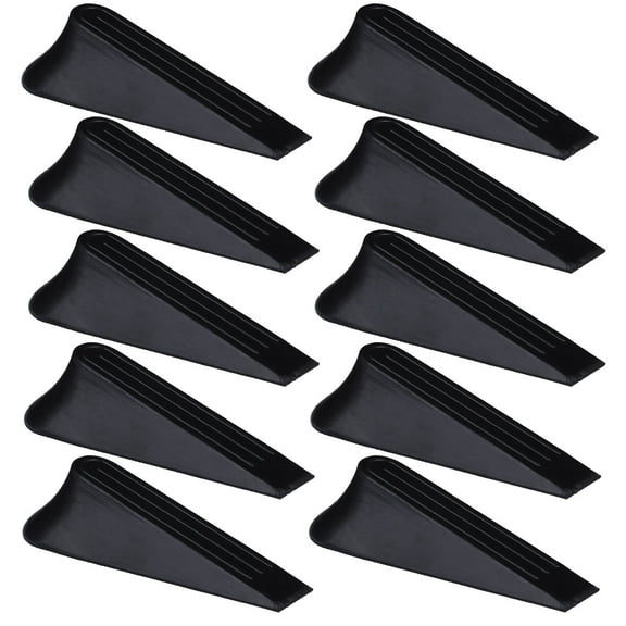10Pcs Door Stopper Rubber Door Stop Wedge Security Door Stop for Home (Black)
