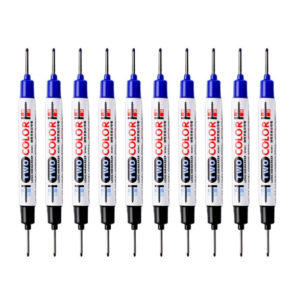 10Pcs Double Ended Long Nose Marker Double Color Long Tip Marker Pen for Marking on Metal Glass Ceramic