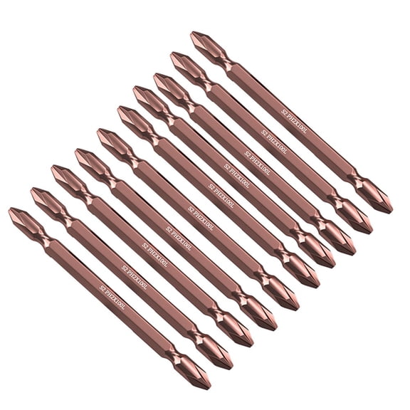 10Pcs Double Head Ph2 Screwdriver Bit Set Chrome Vanadium Alloy Steel 1/4'' Inch Hex Ph2 Batch Head Electric Screwdriver Bits Fangkenuo