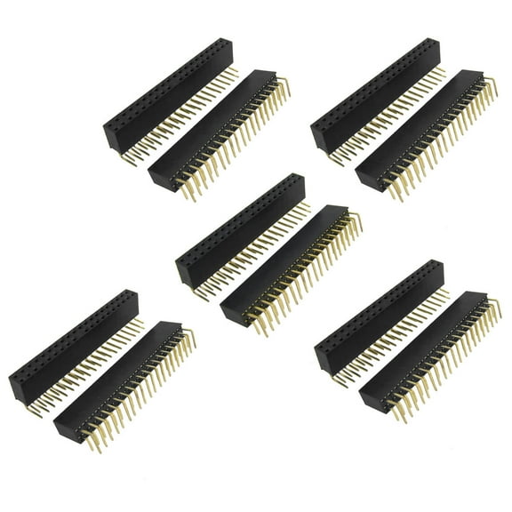 10Pcs Double Rows 2.54mm Pitch 2x20 Pin Right Angle Female Pin Headers