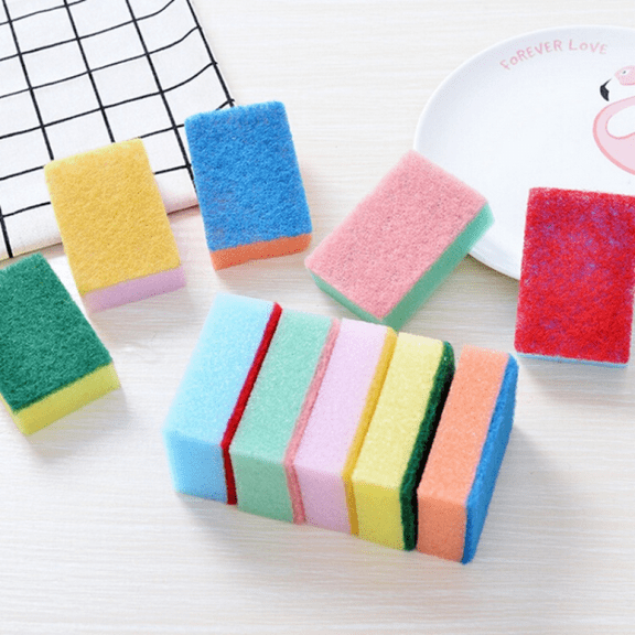 10Pcs Double-sided Cleaning Spongs Household Scouring Pad Kitchen Wipe Dishwashing Sponge Cloth Dish Cleaning Towels Accessories