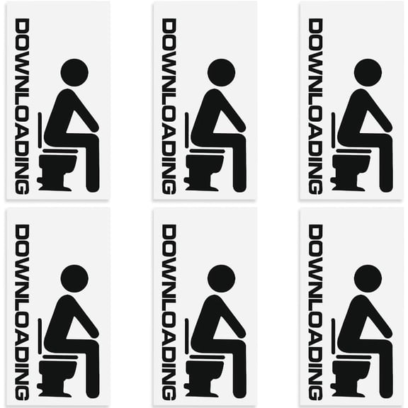 10Pcs Downloading Toilet Sticker Men Sitting on Toilet Wall Decals Self Adhesive Waterproof Removable Quote Funny Art Decor Sticker for Bathroom Washroom Office Toilet Black 8.27x4.25 inch Black