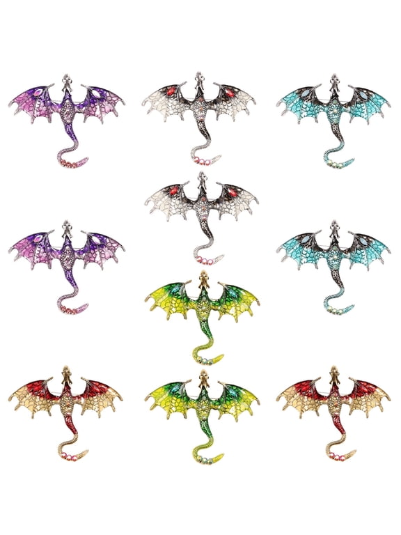 10Pcs Dragon Charms 3D Multicolor Metal Flying Dragon Pendant Set with Enamel Wings for Necklaces Jewelry Making