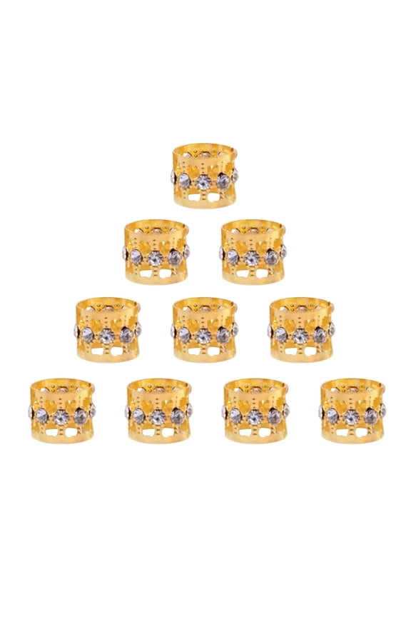 10Pcs Dreadlocks Beads Rhinestone Dreadlock Jewelry Gold And Silver Metal Hair For Women Braids Hair Clips Hair Decoration Light Hair Extensions Clip in for Kids Toddler Hair Bow Heart Bun Hair Hair