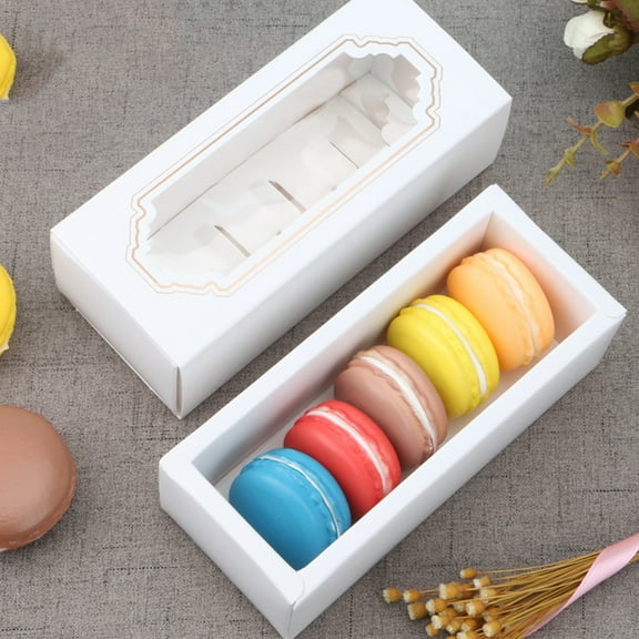 10Pcs Dream Lifestyle Macaron Boxes for Gift Giving, Bakery Boxes with Clear Window, Packaging Box for Cupcakes Muffins Cookie Donut Pastry, Drawer Type & Easy to Carry