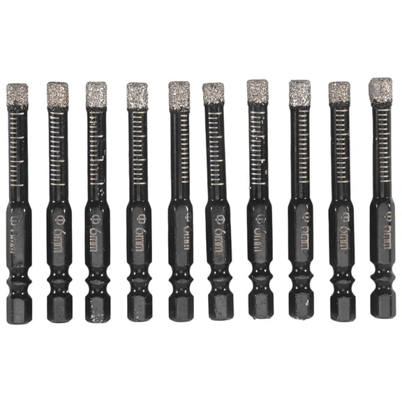 10Pcs  Drill Bits,6mm Dry  Core Drill Bit Set for Ceramic,,Tile,Glass,Marble,Brick,Stone