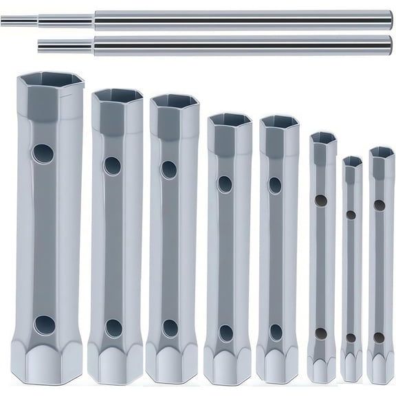 10Pcs Dual-Ended Shower Valve Socket Wrench Set Faucet Nut Removal Tool for Removing Tub & Shower Valve Plumbers Socket Set Compatible Extended Spark Plug Wrench 6-22mm (10)