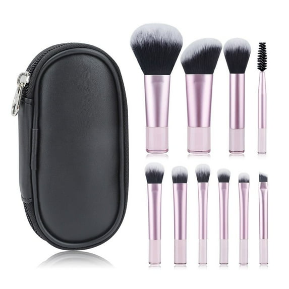10Pcs Durable Mini RT Professional Blush Brush Makeup Brush Set Makeup Tool Powder Eyeshadow Foundation PINK HANDLE WITH BAG