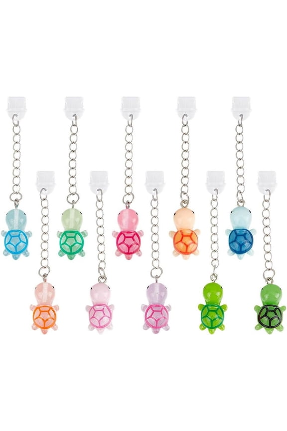10Pcs Dust Plug Charm 3 Inch Long Mobile Dustproof Plugs with Resin Tortoise Pendants Anti Dust Plugs USB C Port Caps Protector Phone Pendants Accessory for Most Type C Phone